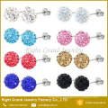 Fashion CZ Disco Ball Paved Rhinestone Shamballa Clay Ear Studs